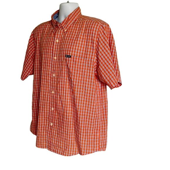 Chaps Easy Care Orange Button Down Short Sleeve Shirt Men's Large - Picture 3 of 7